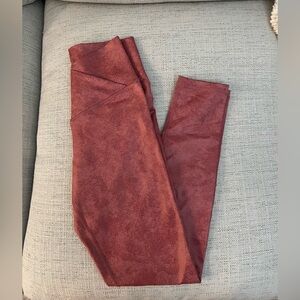 NWOT Shiny dusty pink cross over leggings